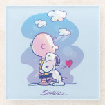 Comfort & Security | Charlie & Snoopy Hug Glass Coaster<br><div class="desc">Check out this super cute Peanuts design featuring Charlie Brown and Snoopy.</div>