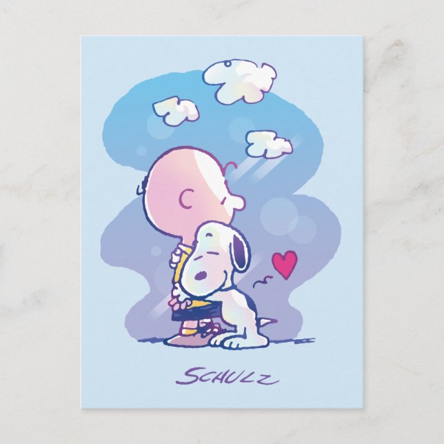 Comfort & Security | Charlie & Snoopy Hug Postcard (Front)