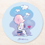 Comfort & Security | Charlie & Snoopy Hug Round Paper Coaster<br><div class="desc">Check out this super cute Peanuts design featuring Charlie Brown and Snoopy.</div>