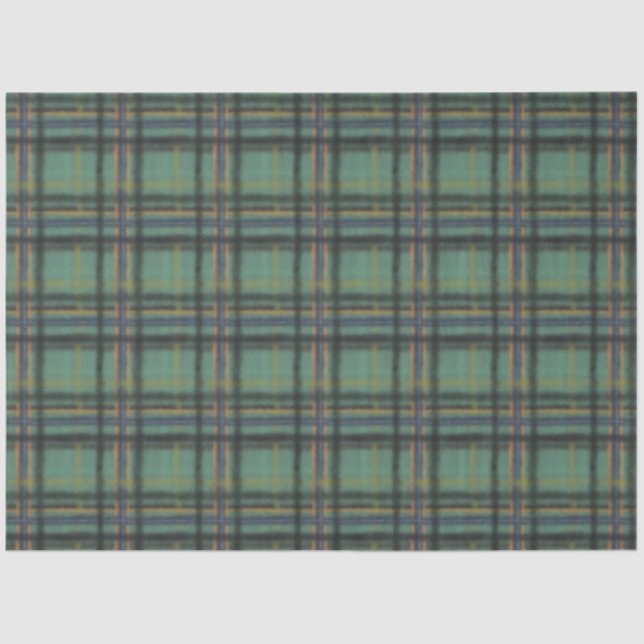Comfy Cosy Country Style Sage Plaid Charming Tissue Paper (Front)