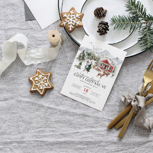Comfy Cosy   Rustic Woodsy Christmas Invitation