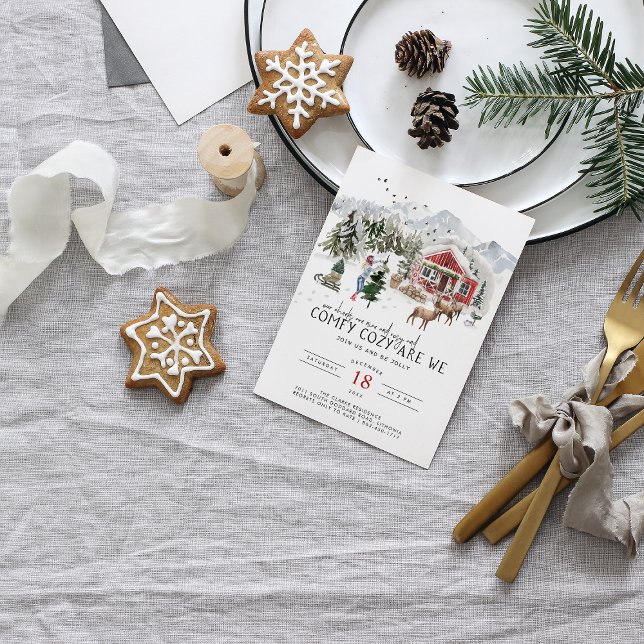 Comfy Cosy | Rustic Woodsy Christmas Invitation (Creator Uploaded)