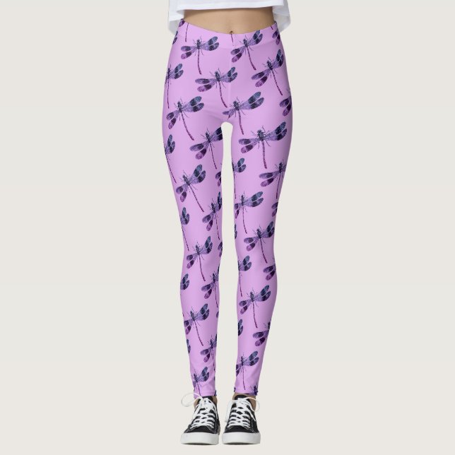 Comfy Hipster Leggings  lavender with dragonfly (Front)