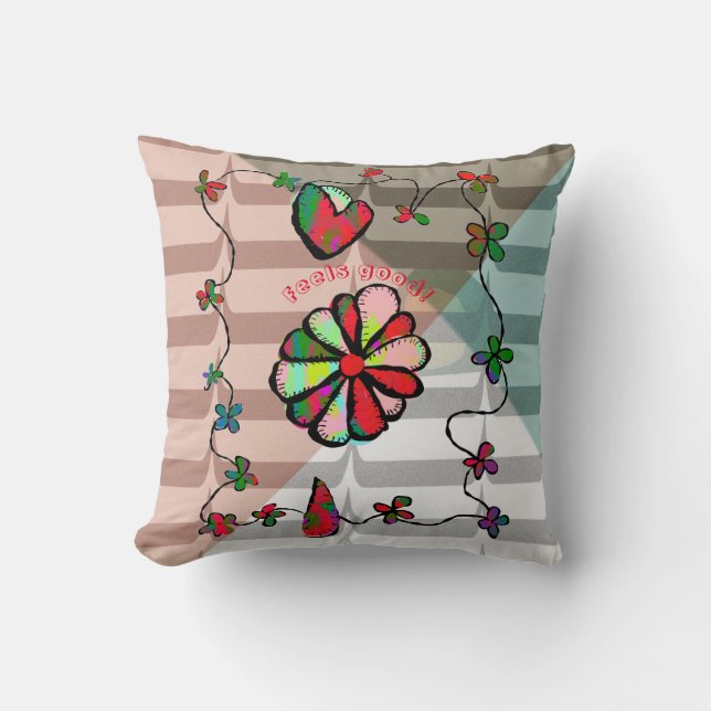 Comfy Modern and Happy Art  Throw Pillow (Front)