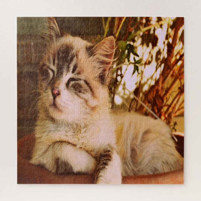 Comfy Sleepy Kitty Jigsaw Puzzle (Vertical)