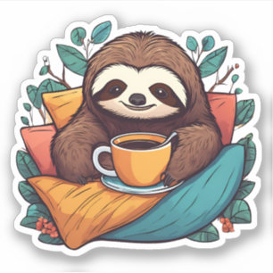 Comfy Sloth with Coffee Waterproof