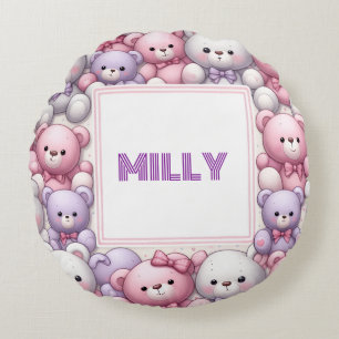 Comfy Teddy cuddles Round Cushion