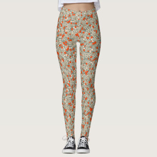 Comfy Yoga red and green flowers Leggings