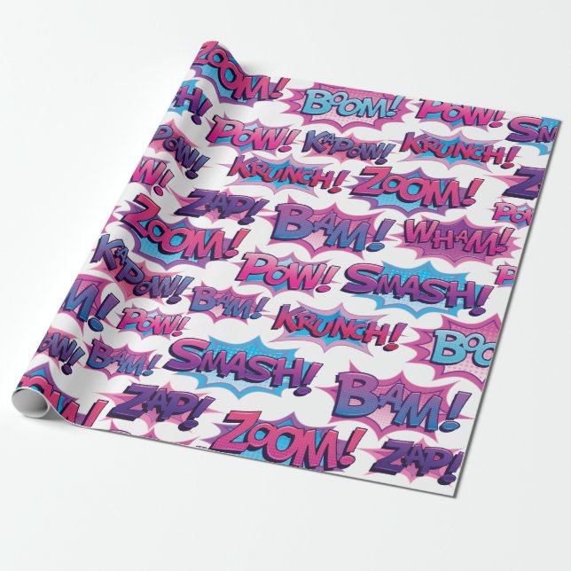 Comic Action Word Wrapping Paper (Unrolled)