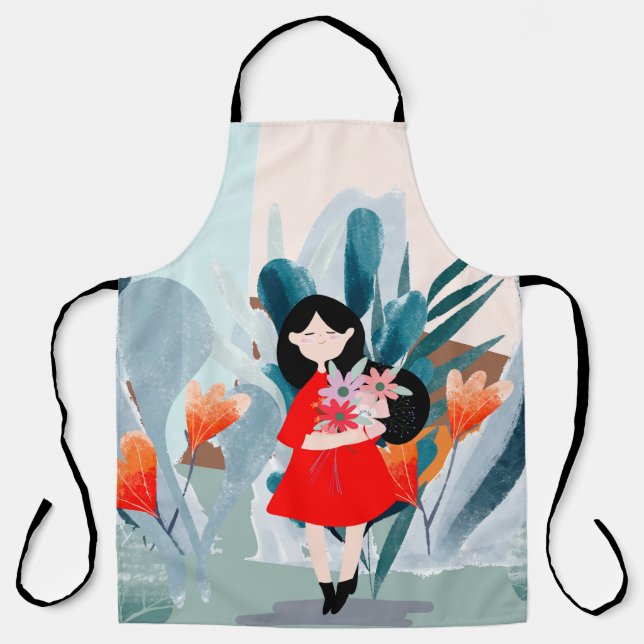Comic art girl in forest apron (Front)