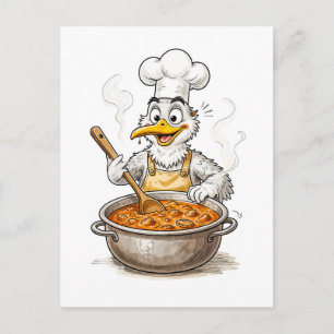 Comic Bird Cooking Labskaus Postcard