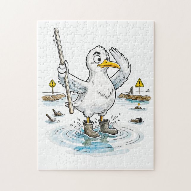 Comic Bird Flood Gauge Duty Jigsaw Puzzle (Vertical)