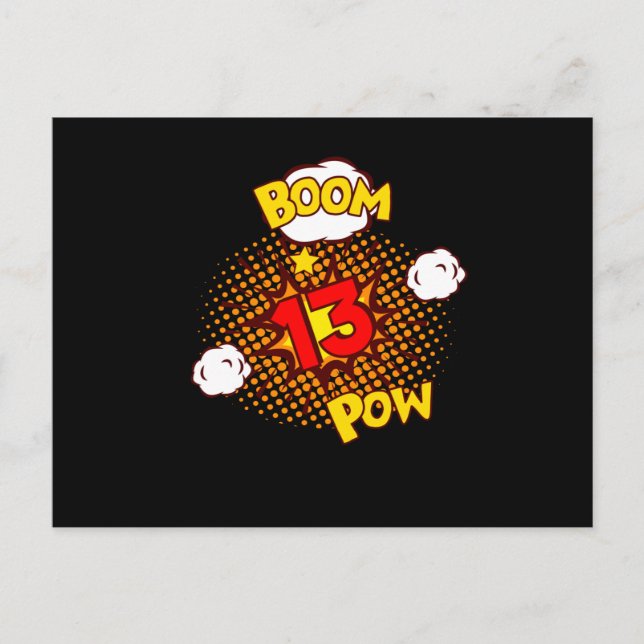 COMIC BIRTHDAY 13 13th Birthday 13 Year old Comic Postcard (Front)