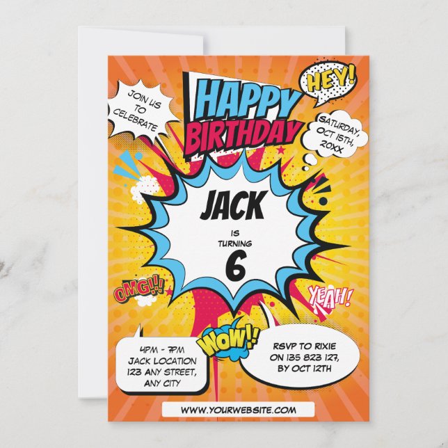 Comic Birthday Invitation (Front)