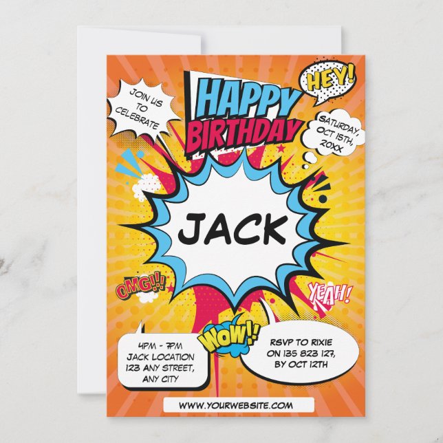 Comic Birthday Invitation (Front)