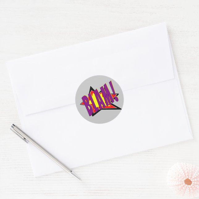 Comic Blam! Classic Round Sticker (Envelope)