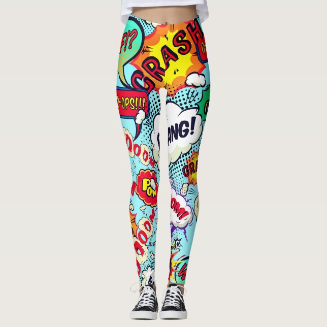 Comic Book Action Bubbles Leggings (Front)