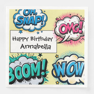 Comic Book Action Words Speech Bubbles Napkin