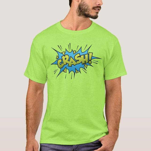 Comic Book Art Crash Bubble Green T-Shirt (Front)