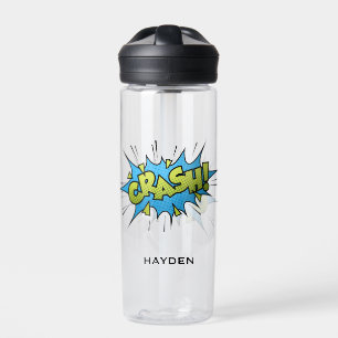 Comic Book Art Crash Bubble Personalised Water Bottle