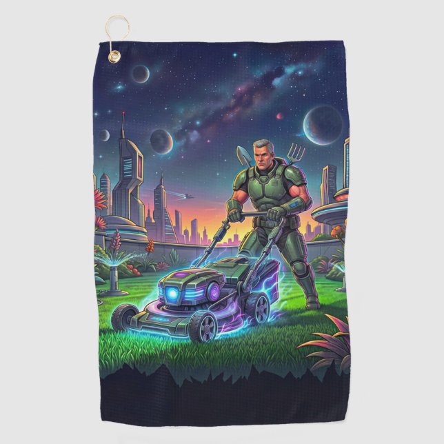 Comic Book Astronaut Lawn Slayer Golf Towel (Front)