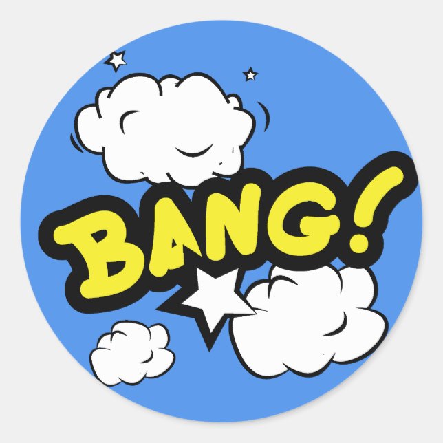 Comic book bang design classic round sticker (Front)