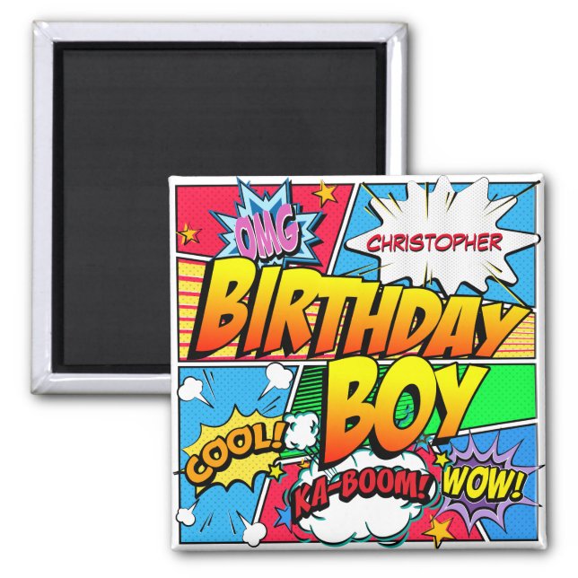 Comic Book Birthday Party Custom Magnet (Front)