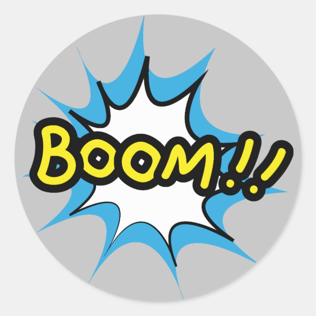 Comic Book Boom Classic Round Sticker (Front)