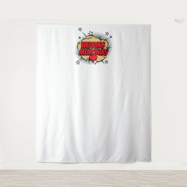 Comic Book Bubble Wedding Memories Photo Backdrop Tapestry (Front)