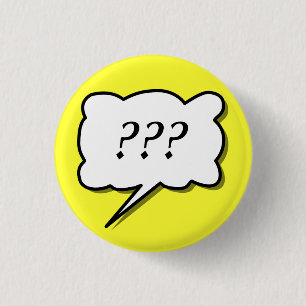 Comic Book  Call Out "???" 3 Cm Round Badge
