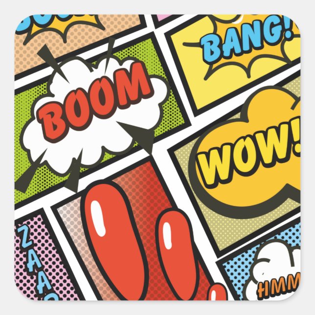 Comic Book cartoon fonts! Square Sticker (Front)