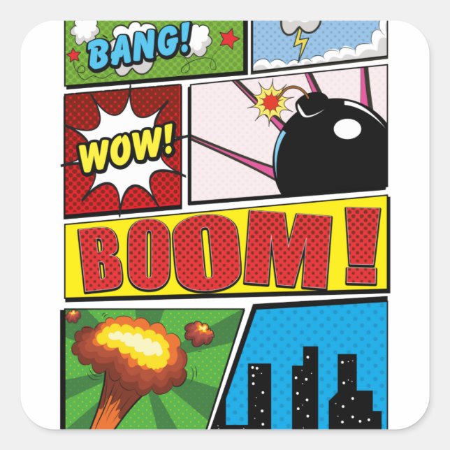 Comic Book cartoon fonts! Square Sticker (Front)