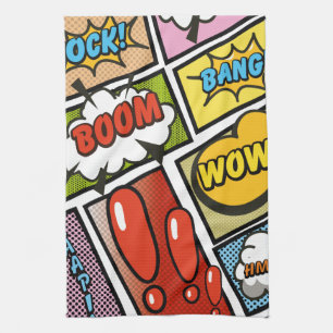 Comic Book cartoon fonts! Tea Towel