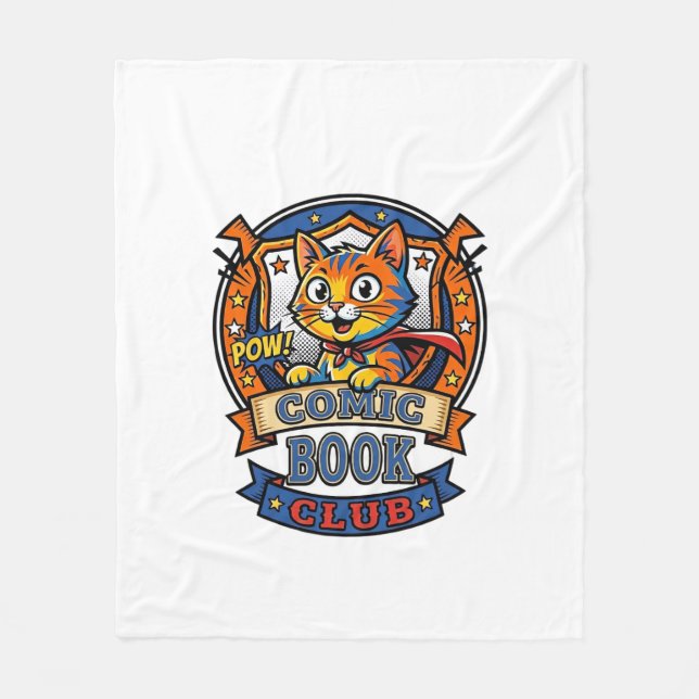 Comic Book Cat Cat Mum Gift Idea - Comic Book Cat  Fleece Blanket (Front)