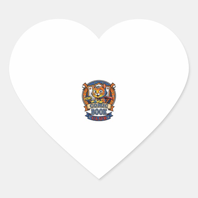 Comic Book Cat Cat Mum Gift Idea - Comic Book Cat  Heart Sticker (Front)