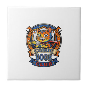 Comic Book Cat Cat Mum Gift Idea - Comic Book Cat  Tile