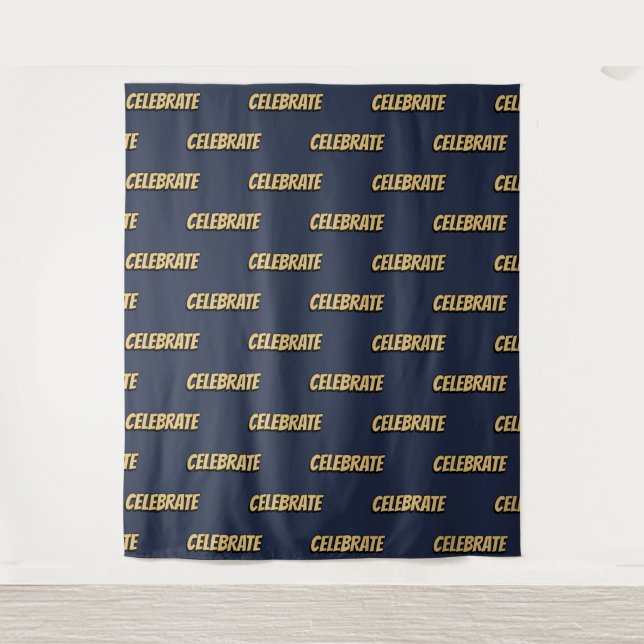 Comic Book Celebrate Pattern Navy Photo Backdrop Tapestry (Front)