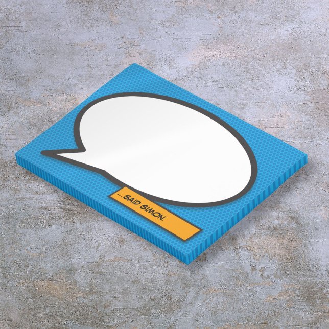 Comic Book Custom Name Speech Bubble Blue Post-it Notes (Comic Book Custom Name Speech Bubble Blue Post-it Notes)