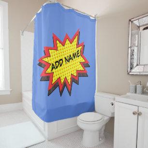 Comic Book Custom Sound Effect Personalised Shower Curtain