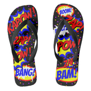 Comic Book Custom Speech Bubbles Colourful Dots Jandals