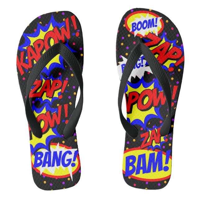 Comic Book Custom Speech Bubbles Colourful Dots Jandals (Footbed)