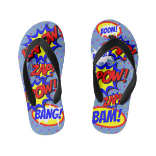 Comic Book Custom Speech Bubbles Colourful Dots Kid's Jandals