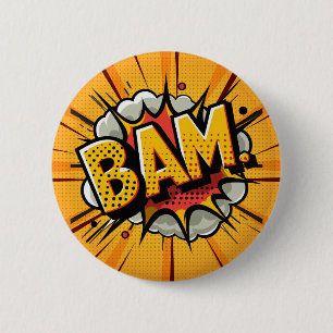 Comic Book Exclamations Bam Text 6 Cm Round Badge