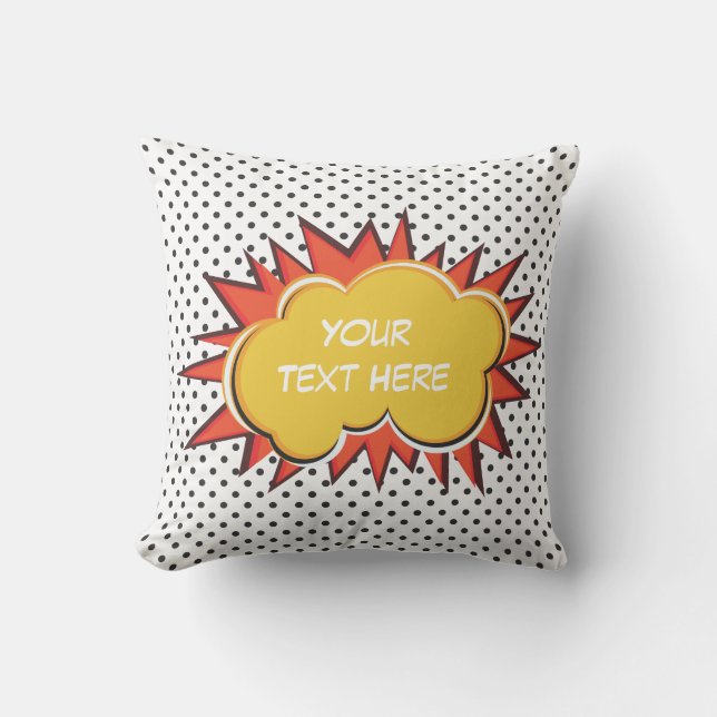 Comic Book Explosion Custom Text Bubble Cushion (Front)