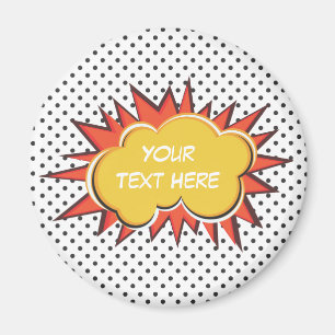 Comic Book Explosion Custom Text Bubble Magnet