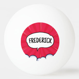 Comic book funny personalised name trendy ping pong ball