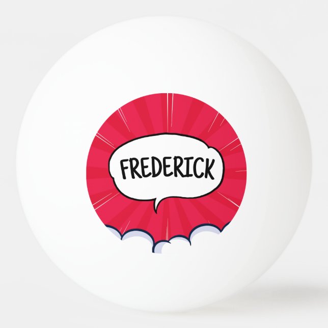 Comic book funny personalised name trendy  ping pong ball (Front)