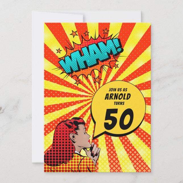 Comic Book Half Tone Birthday Invitation (Front)