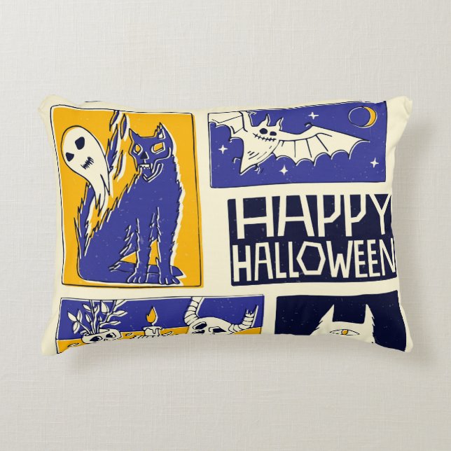 Comic Book Halloween Illustration Decorative Cushion (Front)