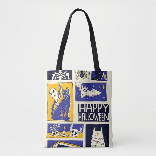 Comic Book Halloween Illustration Tote Bag (Front)